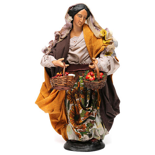 Woman with fruit and vegetables baskets for Neapolitan nativity scene 30 cm 1