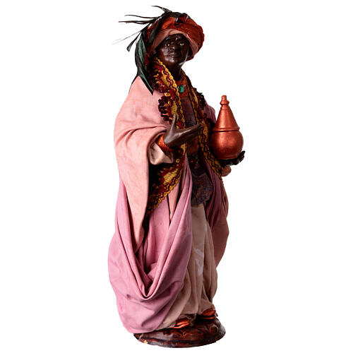 Re magio moro con dono per presepe Napoli stile 700 di 30 cm 3