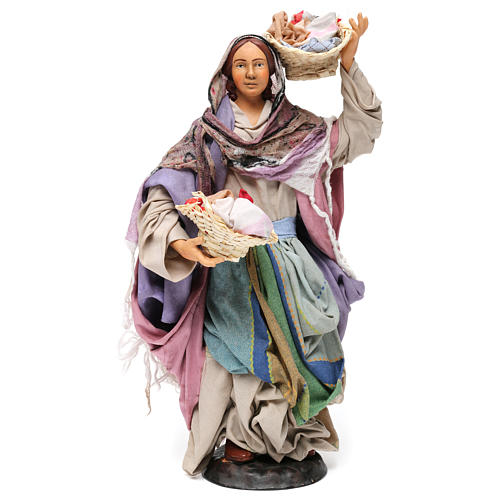 Woman with two Bread baskets for Neapolitan nativity style 700 of 30 cm 1