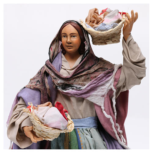 Woman with two Bread baskets for Neapolitan nativity style 700 of 30 cm 2