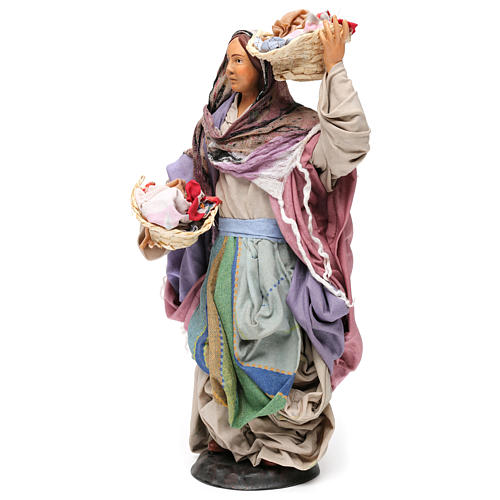 Woman with two Bread baskets for Neapolitan nativity style 700 of 30 cm 3