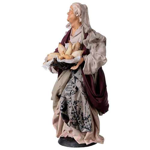 Femme avec corbeille de pain pour crèche Naples style 1700 30 cm 3