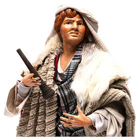 Flautista de terracota para belén napolitano estilo 700 de 35 cm de altura media