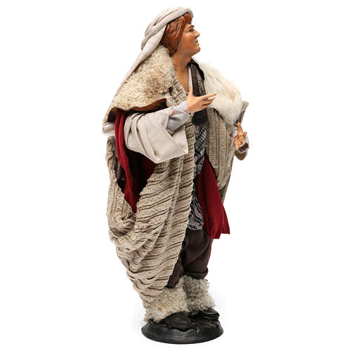 Joueur de flûte en terre cuite pour crèche Naples style 1700 30 cm 4