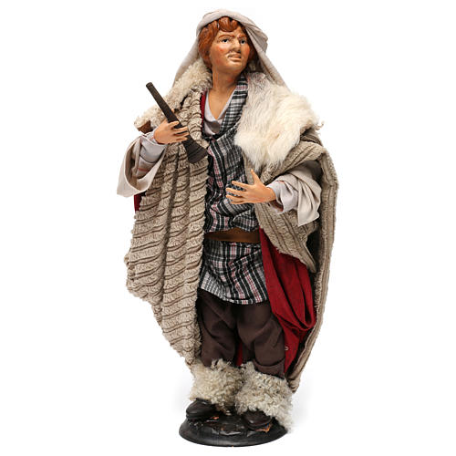 Pifferaio in terracotta per presepe napoletano stile 700 di 35 cm 1