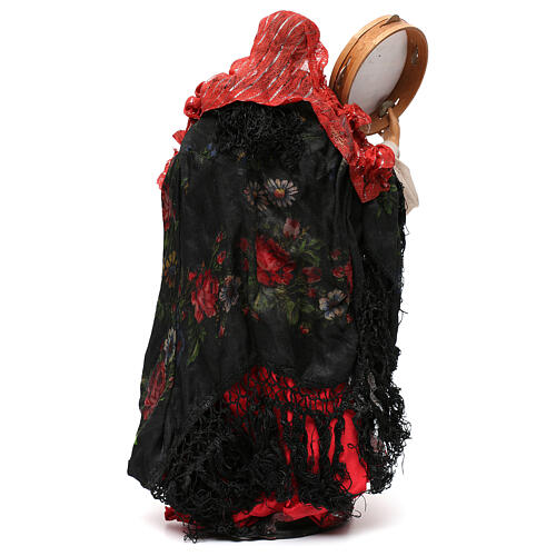 Kobieta z tamburynem, szopka neapolitańska styl '700, wys. 35 cm 5