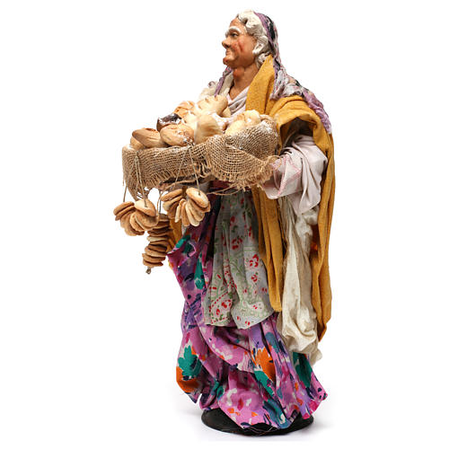 Old woman with loaves of bread for 18th-century style Neapolitan Nativity Scene 35 cm 3