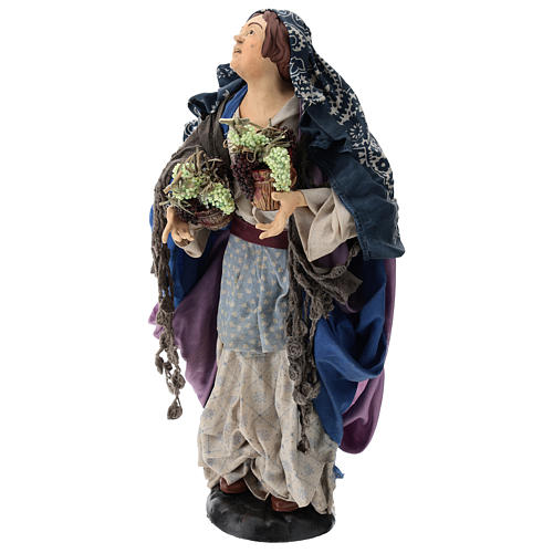 Mulher com duas cestas de uva para presépio napolitano estilo '700 com figuras de 35 cm de altura média 3
