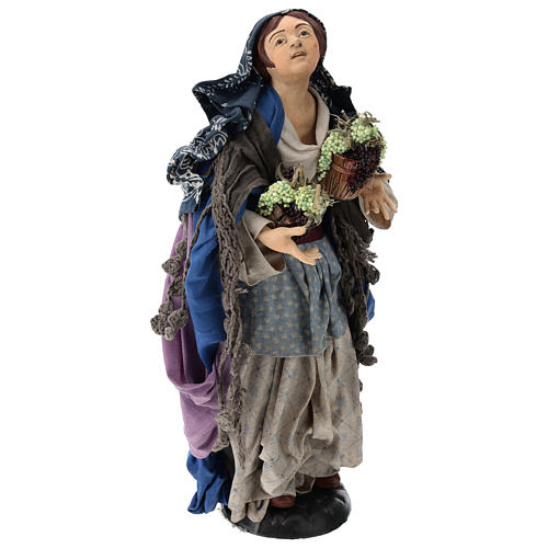 Mulher com duas cestas de uva para presépio napolitano estilo '700 com figuras de 35 cm de altura média 4