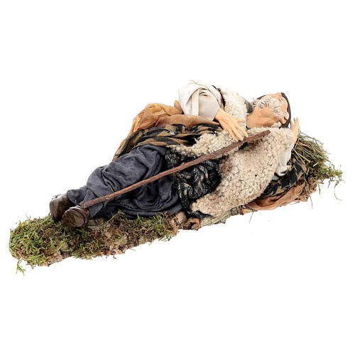 Sleeping shepherd on straw for 18th-century style Neapolitan Nativity Scene 35 cm 5