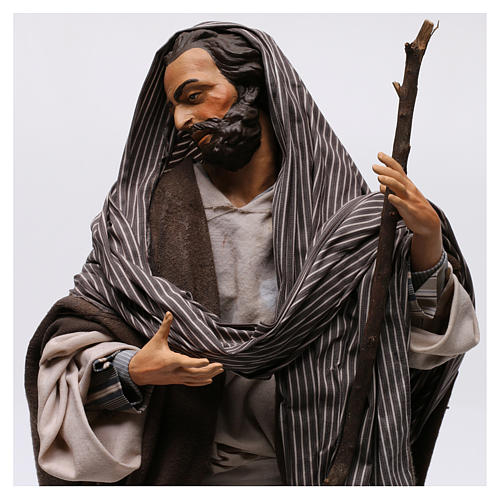 Saint Joseph avec canne pour crèche napolitaine style 1700 35 cm 2