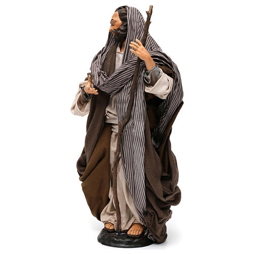 Saint Joseph avec canne pour crèche napolitaine style 1700 35 cm 3