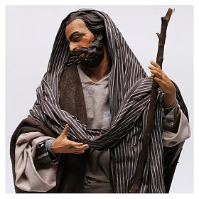 San Giuseppe con bastone per presepe Napoli stile 700 di 35 cm