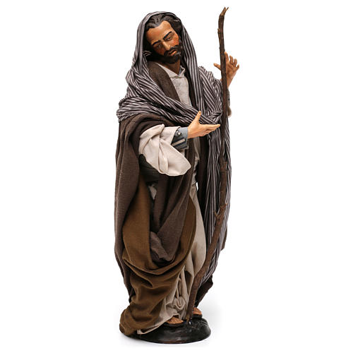 San Giuseppe con bastone per presepe Napoli stile 700 di 35 cm 4