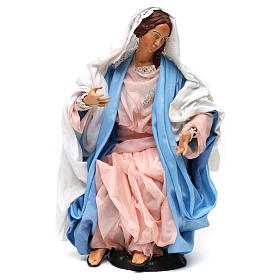 Vierge Marie assise avec bras ouverts pour crèche napolitaine style 1700 35 cm