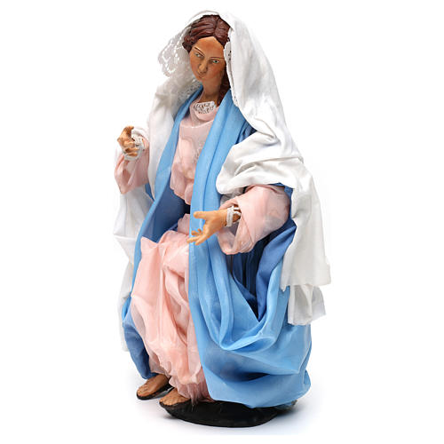Vierge Marie assise avec bras ouverts pour crèche napolitaine style 1700 35 cm 3