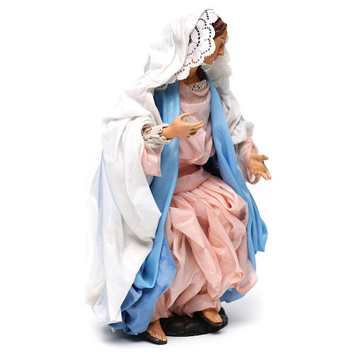 Vierge Marie assise avec bras ouverts pour crèche napolitaine style 1700 35 cm 4