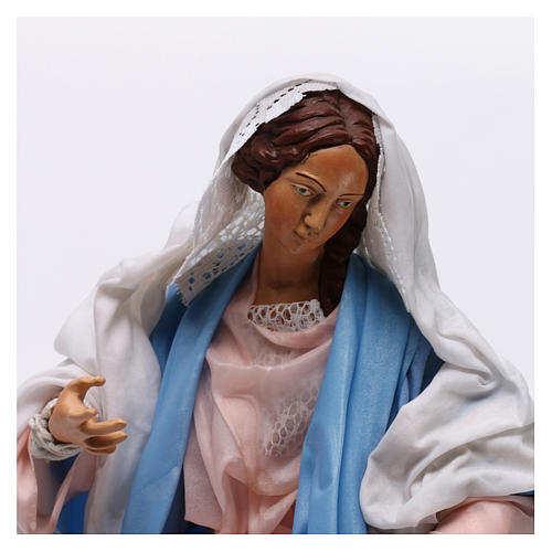 Maria seduta con braccia aperte per presepe Napoli stile 700 di 35 cm 2