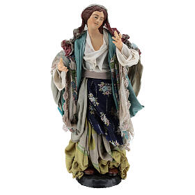 Shepherdess with open arms for 1700s Neapolitan nativity of 35 cm