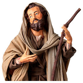San Giuseppe in terracotta per presepe Napoli stile '700 di 30 cm