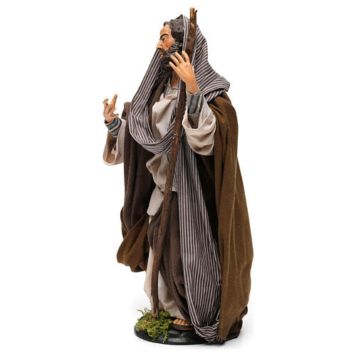 San Giuseppe in terracotta per presepe Napoli stile '700 di 30 cm 2