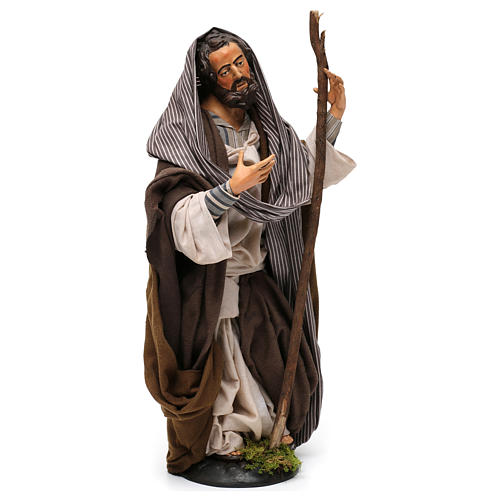 San Giuseppe in terracotta per presepe Napoli stile '700 di 30 cm 3