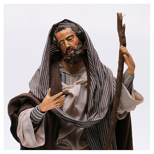 San Giuseppe in terracotta per presepe Napoli stile '700 di 30 cm 5