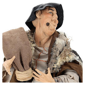 Zampognaro in terracotta per presepe Napoli stile '700 di 30 cm