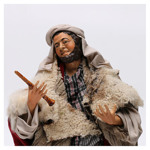 Grający na fujarce do szopki neapolitańskiej w stylu z XVIII wieku, 30 cm 2