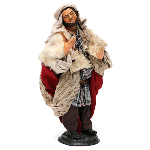 Grający na fujarce do szopki neapolitańskiej w stylu z XVIII wieku, 30 cm 4