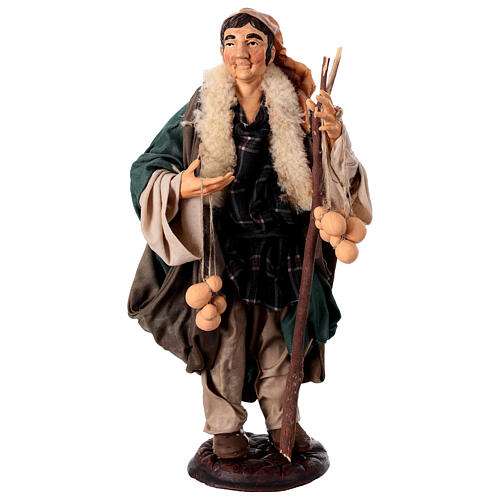 Shepherd with caciottas 18th-century style Neapolitan Nativity Scene 30 cm 1