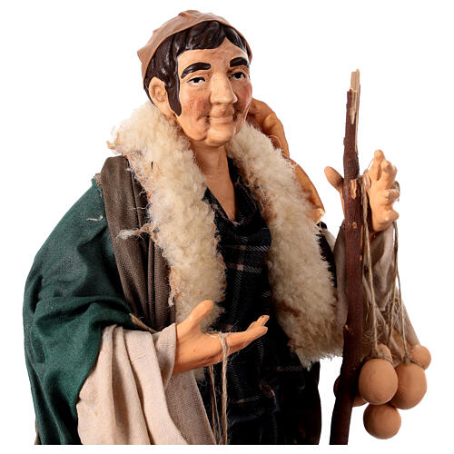 Shepherd with caciottas 18th-century style Neapolitan Nativity Scene 30 cm 2