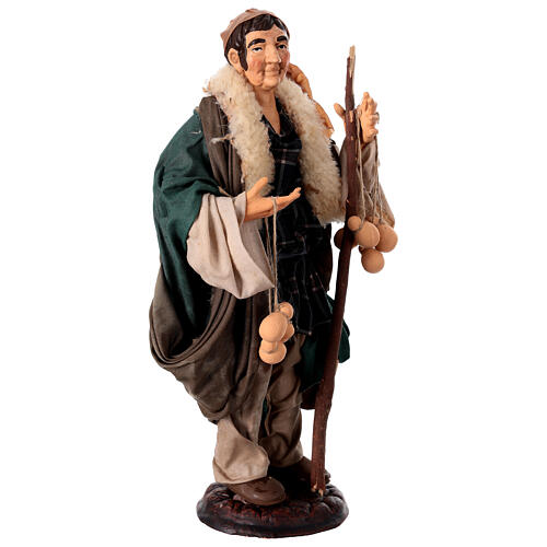 Shepherd with Caciotta for Neapolitan nativity style 700s of 30 cm 4
