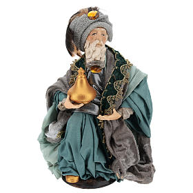 Re magio seduto per presepe napoletano stile 700 di 30 cm