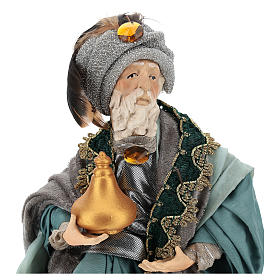 Re magio seduto per presepe napoletano stile 700 di 30 cm
