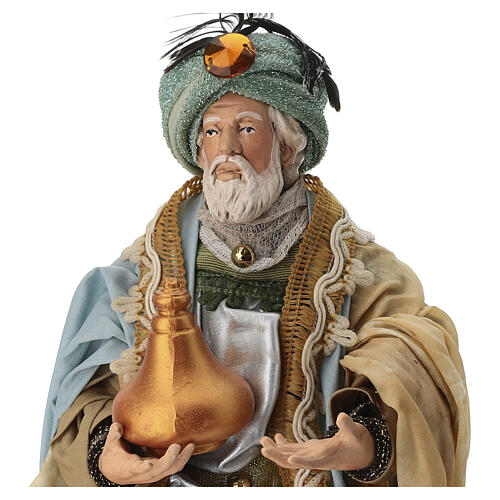 Re magio seduto per presepe napoletano stile 700 di 30 cm 2