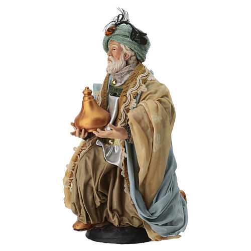 Re magio seduto per presepe napoletano stile 700 di 30 cm 3