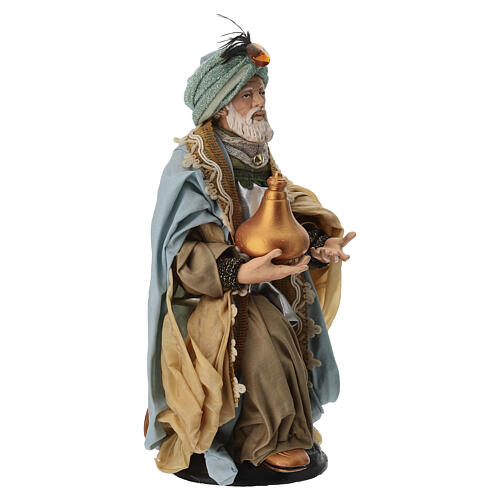 Re magio seduto per presepe napoletano stile 700 di 30 cm 4