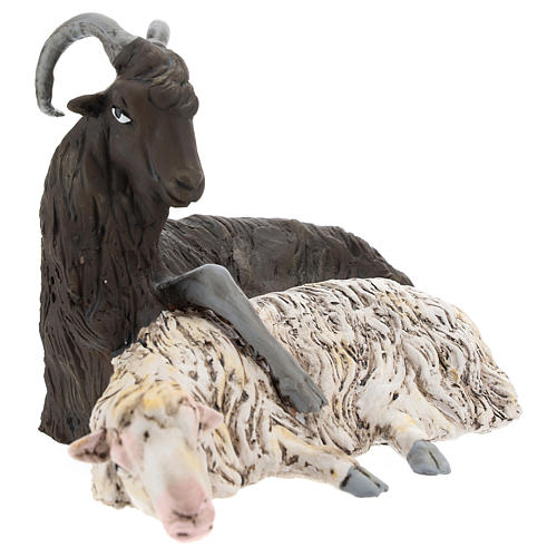 Coppia caprone e pecora per presepe Napoli stile 700 di 35 cm 2