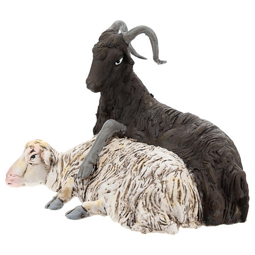 Coppia caprone e pecora per presepe Napoli stile 700 di 35 cm 3
