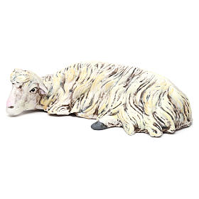 Ovelha deitada em terracota para presépio Nápoles estilo '700 com peças 35 cm altura média