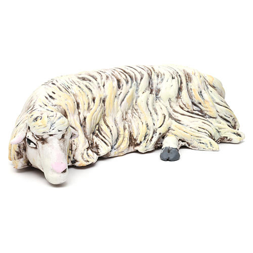 Sheep Laying down in terracotta for Neapolitan nativity style 700s of 35 cm 3