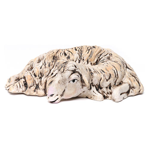 Lying sheep looking to its right 18th-century style Neapolitan Nativity Scene 35 cm 1