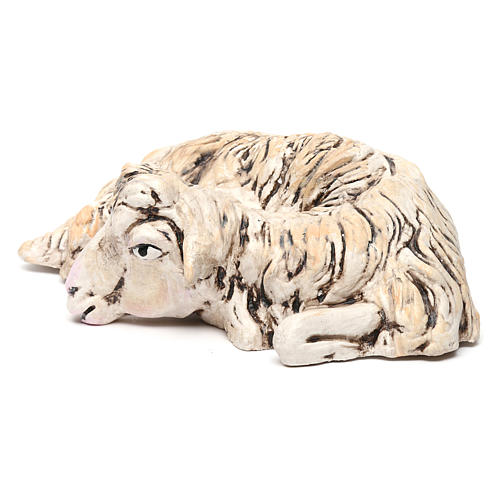 Lying sheep looking to its right 18th-century style Neapolitan Nativity Scene 35 cm 2