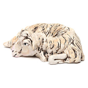 Mouton allongé tourné vers la droite pour crèche Naples style 1700 35 cm