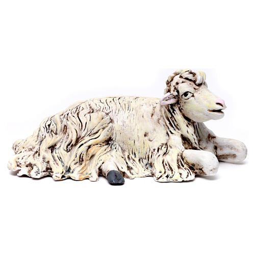 Kneeling sheep looking to its right 18th-century style Neapolitan Nativity Scene 35 cm 1