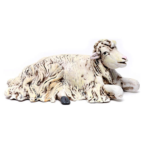Mouton agenouillée tourné vers la droite pour crèche Naples style 1700 35 cm 1