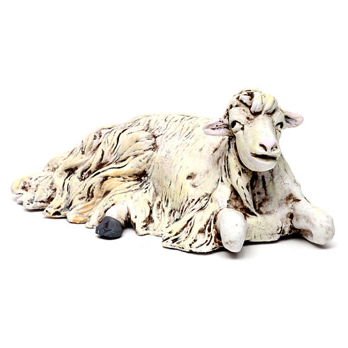 Mouton agenouillée tourné vers la droite pour crèche Naples style 1700 35 cm 2