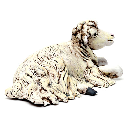 Mouton agenouillée tourné vers la droite pour crèche Naples style 1700 35 cm 3