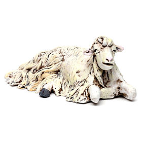 Ovelha de joelhos para a direita em terracota para presépio Nápoles estilo '700 com peças 35 cm altura média